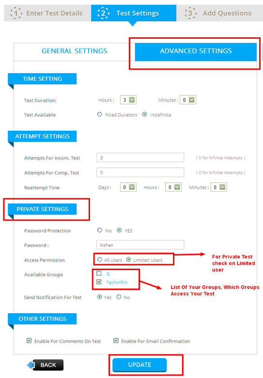 Private Test & Group Test - screenshot 2
