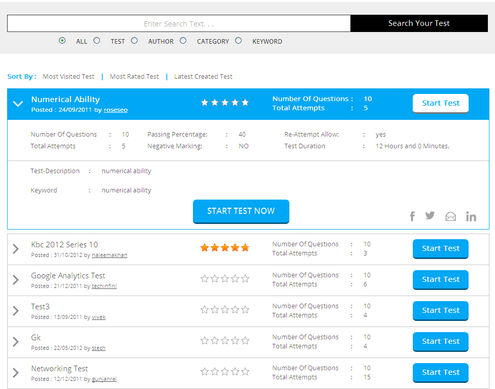 View Assigned Test Tests - screenshot 2