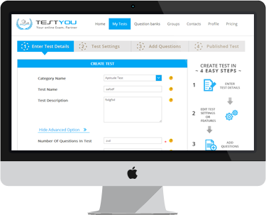 TestYou test creation screen